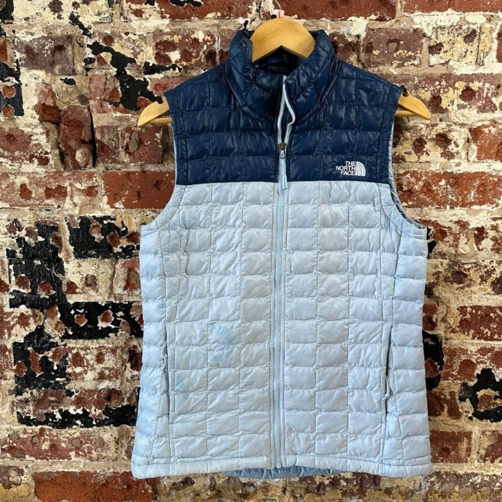 North Face Vest Thermoball Sleeveless Full Zip Blues Pockets Womens Small
